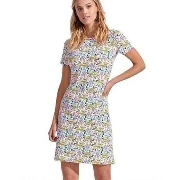 NWT Persifor Multi Color Roe Deer Short Sleeve Carter Dress Womens Medium - Picture 1 of 9
